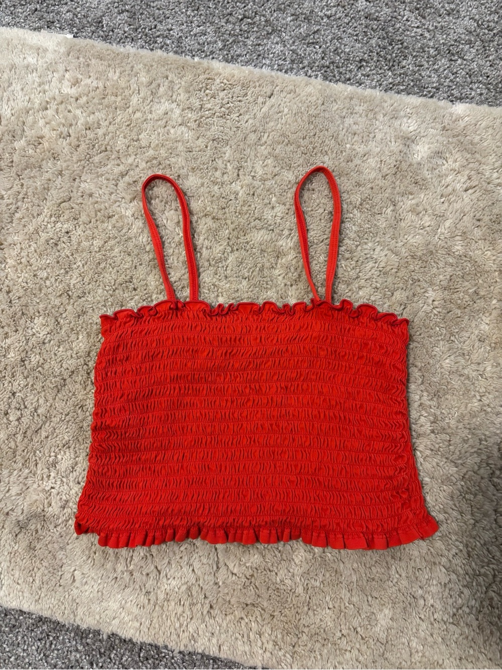 wild fable Red Smocked Ruffle Crop Cami
